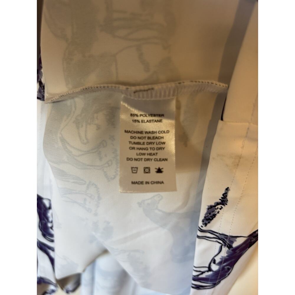 Smith & Quinn Dress Medium Mini Aline Puff Sleeve Horse
Print White Blue Stretch - Picture 3 of 12